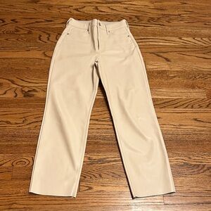Beige Straight-Leg Pants